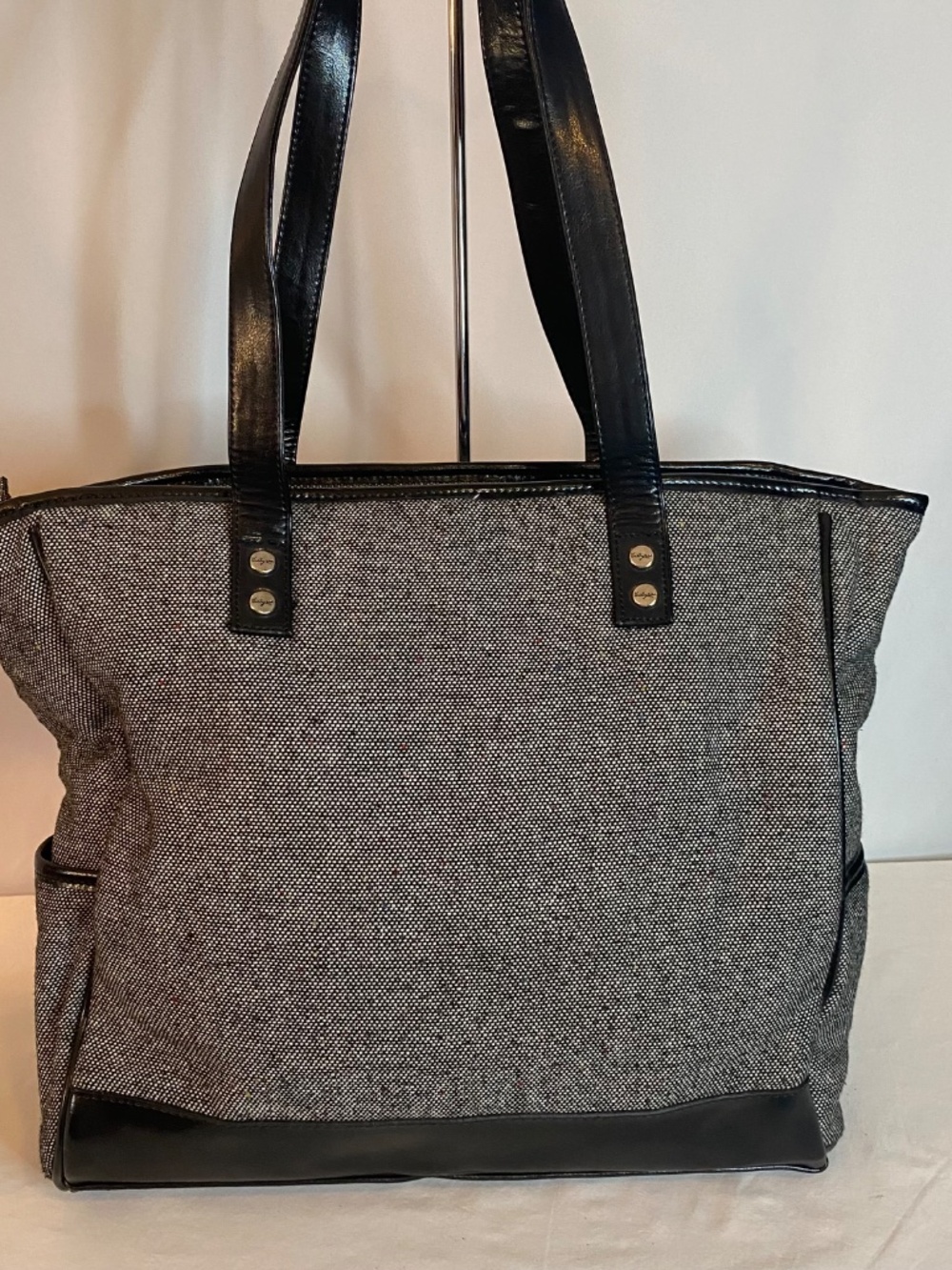 Thirty One Cindy Tote, Black/Gray Tweed - Picture 2 of 6